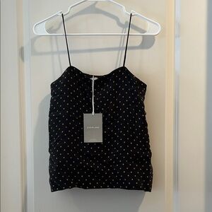 NWT Everlane the polka dot cami spaghetti strap lined top Black & Gold size 0